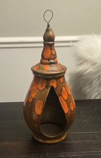 VINTAGE MCM HANGING CERAMIC DRIP GLAZE ATOMIC Hanging Planter picture