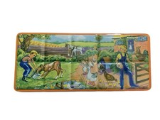 Vintage 1950s Lithograph Watercolor Paint Set Farm Animals With Kids picture