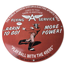 Vintage Flying A Gasoline Sign - 49ers Football Sports Porcelain Gas Pump Sign picture