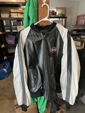 Vintage 1990s Leather/Nylon Harley Davidson Motorcycle Riding Jacket Size LG picture