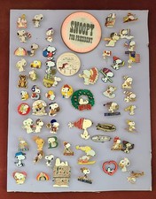 Lot of 62 Various Enamel Snoopy Pins / Buttons Vintage 1970s - 1980s picture