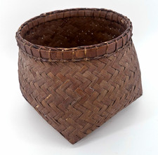 Vintage Ifugao Snail Basket Philippines Woven Bamboo Rattan Tribal Folk Art 8