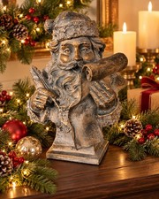 Mark Roberts Style Bronze Gold Antiqued Santa Claus Bust Holiday Christmas 16
