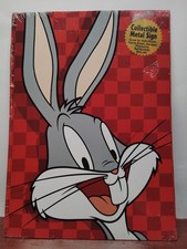 Vtg 1990s Bugs Bunny Looney Tunes Cartoon Classic Metal Sign 17.25x12.50 picture