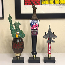 RARE Budweiser Fighter Jet & 2 Rogue Statue of Liberty Beer Tap Handles picture