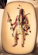 Vintage 1959 W.H. Bossons Native American Chief wall plaque & Spoon Holder Set picture