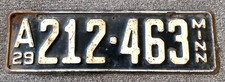 RARE 1929 MINNESOTA LICENSE PLATE ALL ORIGINAL PAINT FORD CHEVY DODGE NICE picture