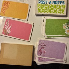 Vintage 1970s Current Inc. Post-a-Notes Floral/ Mushroom 40 Count Unused Retro picture