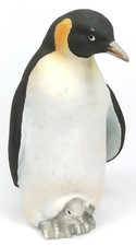 Vintage 1980s Lefton Ceramic Emperor Penguin & Chick Figurine picture