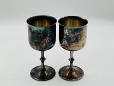 Set of 2 Mid-Century EL De Uberti Italy Silverplated Goblets picture