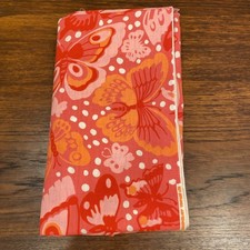Vintage 70s cotton Fabric bright Pink & orange butterflies 44
