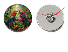 Beautiful Pair Of Scarlet Macaw Parrots Birds Pin Badge picture