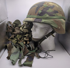 Panama/Gulf War 1983 US Military PASGT Helmet Set MEDIUM w/ Manchu Hair Cover picture