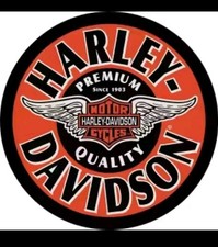 12-in Harley Davidson  Winged Bar & Shield Flat Aluminum Sign Black And Orange  picture