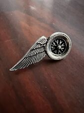 Winged Wheel Pin Vintage Police Motorcycle Vest Badge Car Racing Hat Shirt Patch picture