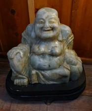 Serpentine Carved Laughing Stone 15 X 17 X 11.5