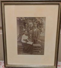 Rare Antique African American Couple Photo W/ Vtg Frame picture