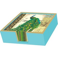 PPD Paperproducts Design Lacquer Wood Napkin Caddie, Aqua & Gold Trim picture