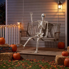 5FT Hanging Posable Skeleton Halloween Decoration Life Size Posable Joints White picture