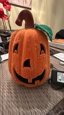 Vintage Avon Fiber optic Jack O Lantern pumpkin Halloween decor 10” X 8” picture