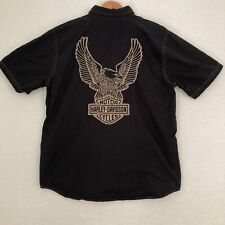 Harley Davidson Mechanics Shirt Mens XL Black Motorcycle Biker Embroidered Eagle picture