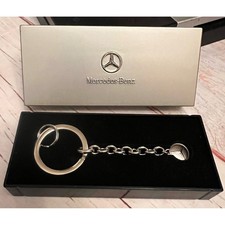 Mercedes Benz Silver Tone Logo Charm Key Ring Chain in Gift Box picture