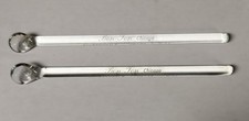 2 Vintage Glass Swizzle Sticks Bon-Ton Chicago Bourbondale Old Chesterfield picture