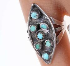 Sz4.5 Vintage Zuni Sterling Turquoise Snake eye ring picture