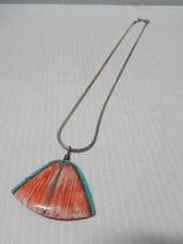 XTRA NICE VINTAGE SANTO DOMINGO INDIAN TURQUOISE + SPINY OYSTER SHELL NECKLACE picture