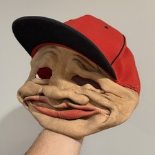 Vintage 1992 BSS Be Something Studio Old Man Halloween Mask Red Snapback Hat picture