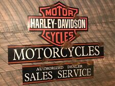 antique barn find look Harley Davidson motorcycle dealer sales service sign NICE picture