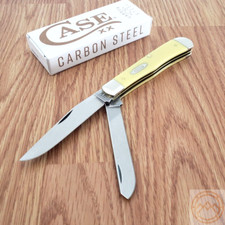 Case XX Trapper Pocket Knife Carbon Steel Blades Yellow Smooth Synthetic Handle picture