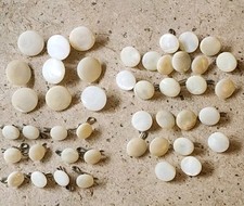 Beautiful Antique Vintage Mother Of Pearl Sewing Buttons MOP Lot of 45 Shank picture