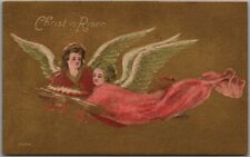 1910s EASTER Greetings Postcard Flying Angel Girls 
