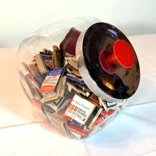 Vintage Slant Glass Candy Jar Red Knob Chrome Lid MCM Matchbook Lot 1940s-1980s picture