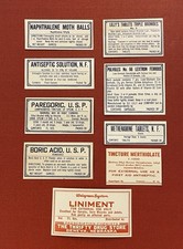 Vintage Drug Store Pharmacy Apothecary Labels Walgreens Lilly Paragoric 9A picture
