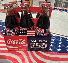 Coca Cola AMERICA 250 CELEBRATING 250th ANNIVERSARY 1 GLASS BOTTLE 8 OZ picture