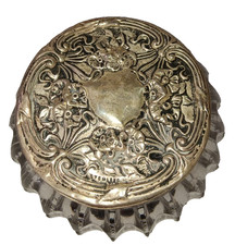 Antique Vtg Art Nouveau Sterling Silver & Cut Glass Vanity Dresser Powder Jar 3