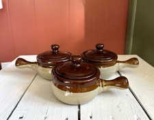 3-Piece Vintage Glazed Stoneware Soup Crocks picture