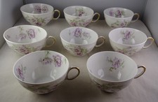Eight Haviland Limoges Schleiger 317-4 (?) Cups (only) Lavender & White Flowers picture