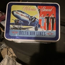 Vintage Delta Airlines Collectible Metal Lunchbox In Really Nice Shape picture