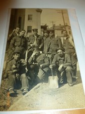 1914-1918 WWI Military Soldiers With Dog And Shovel Sepia RPPC picture