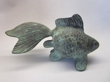 Vintage Bronze Koi Fish Goldfish Sculpture 6” Figurine Statue Paperweight picture
