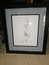 Vintage Bugs Bunny Original Animation Drawing Signed Virgil Ross w COA Framed picture