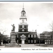 1936 Philadelphia, PA Independence Hall RPPC Commodore Barry Statue K.F. Lutz PC picture