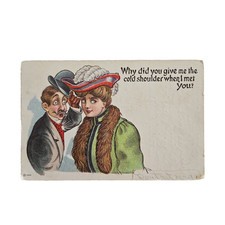 Antique Postcard Victorian Couple Flirting Love Romance Humor Cute Vintage 1900s picture