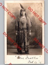 c1916 Lone Feather Woman Native American Dress Indian St Paul Minnesota MN RPPC picture