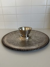 Vintage Silver Plated Chip and Dip Serving Tray with Bowl 2 Piece picture