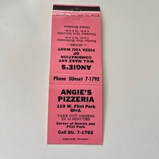 Angie's Pizzeria 110 W Flint Park Blvd Detroit Vintage Matchbook Cover TMB71-2 picture