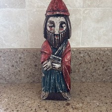 Vintage Hand Carved & painted Wood Figurine 9” - Spanish Folk Art Crusader  picture
